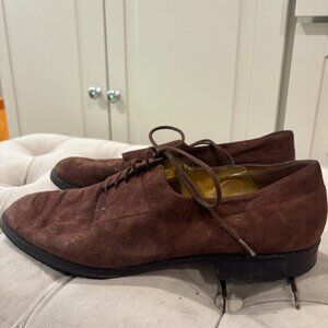 Vintage Italian Brown Suede Docs with Slight Heel & Ties - Carloyn Roehm
